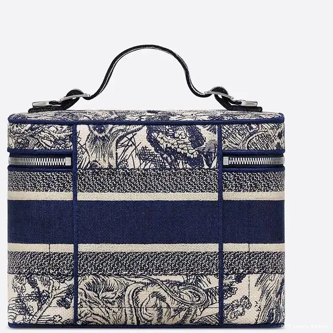 Cheap Vanity Blue Case Canvas DiorTravel Medium Jouy de Toile Motif 0324 Luxury